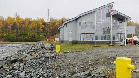 A slope outside the Port MacKenzie ferry terminal was originally constructed for docking the M/V Susitna ferry, Matanuska-Susitna Borough officials said during an Oct. 4, 2025 open house at the port.