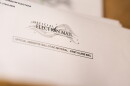 Envelopes for mail-in ballots at the Wake County Board of Elections are seen on Thursday, Sept. 3, 2026, in Raleigh, N.C. (AP Photo/Matt Ramey)