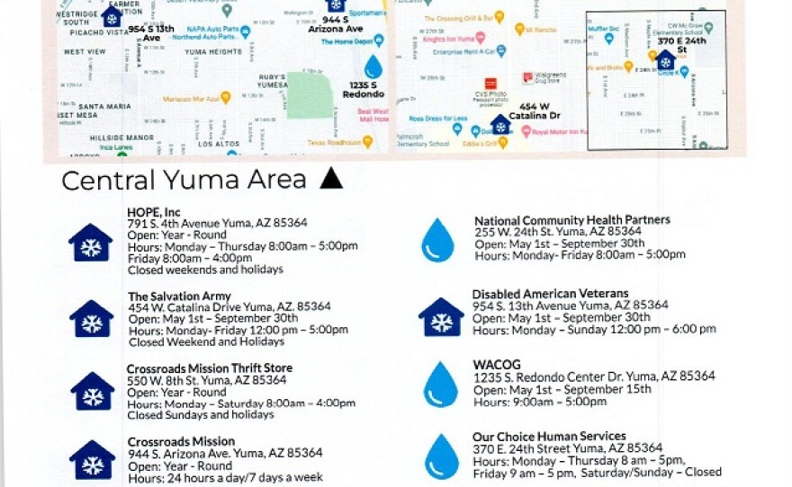Free cooling centers and water sites in Yuma County