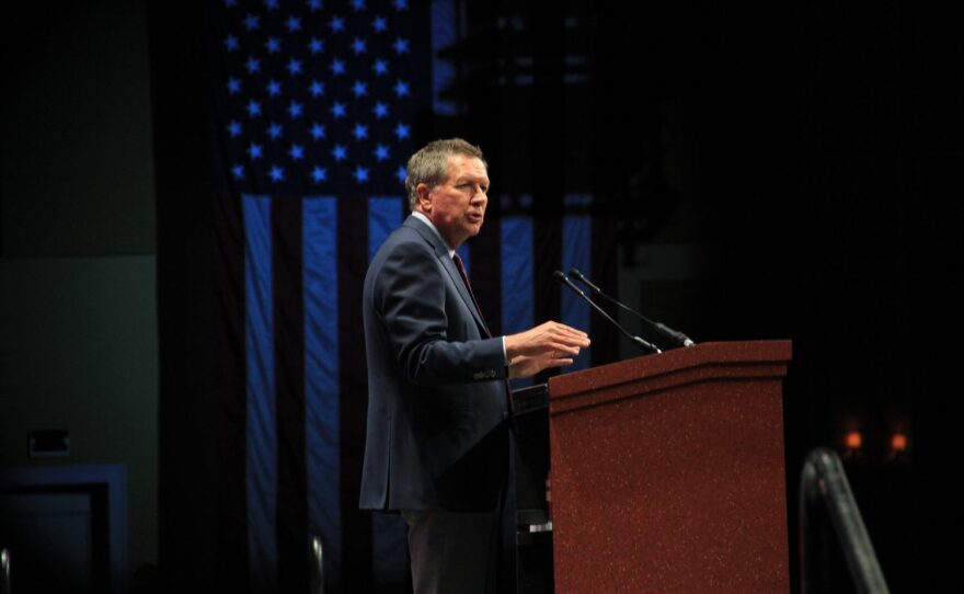 Gov. John Kasich said following Friday’s tragedy he found it difficult to give the usual policy speech he delivers at these gatherings. His response to the Paris attack would begin with a no-fly zone in Syria. Photo: Ariella Phillips/WUFT News