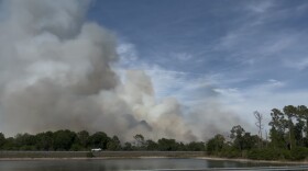 Smoke and flames could be seen near I-75 in Charlotte County Saturday afternoon.
