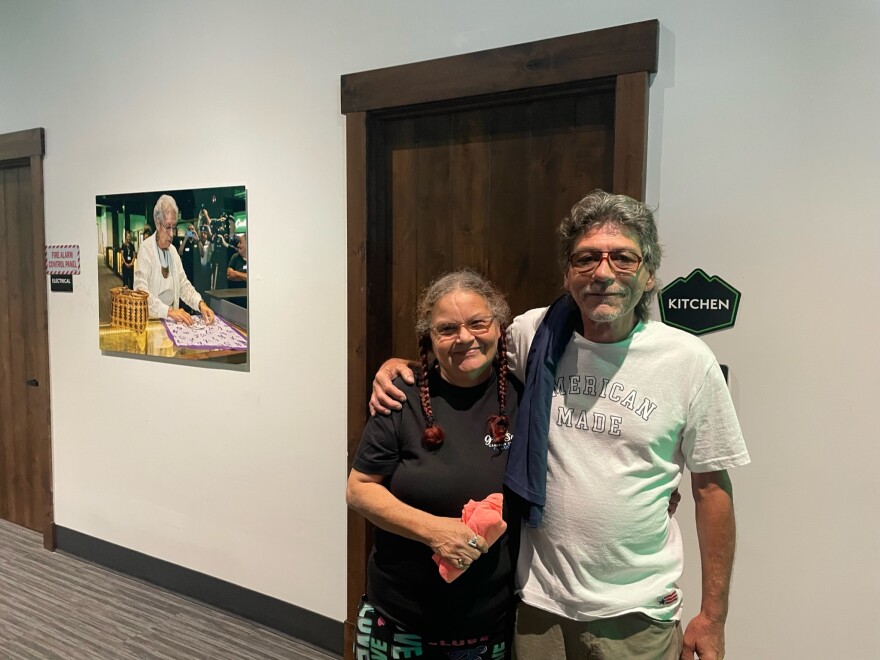 Faith and Richard Lynch from Denver, N.C. stand in line at the dispensary.