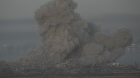 Smoke rises following an Israeli airstrike in the Gaza Strip, moments before the start of a temporary cease-fire between Hamas and Israel, as seen from southern Israel, Friday, Nov. 24, 2023. 