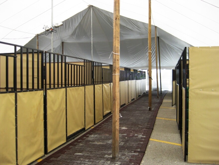 Temporary quarantine facility at Cincinnati/Northern Kentucky Airport. Photo by World Games 2010 Foundation