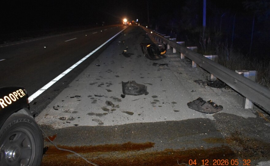 A Florida Highway Patrol trooper was seriously injured by debris after another driver hit his parked patrol vehicle along I-75 Sunday morning. The driver, Jonathan Munas, 32, of Sarasota, was charged with driving under the influence.