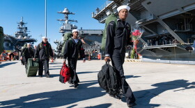 Sailors from the USS Gerald R. Ford arriving in Norfolk. Jan. 17, 2024. Zach D. Roberts