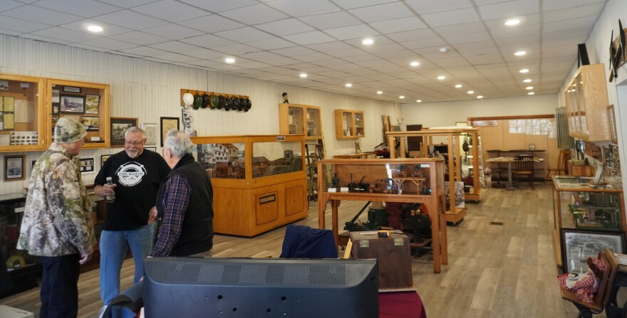 Richard Snyder II (in center of the group) is the curator of the Coalport Area Coal Museum. He talked with visitors and explained some of the museum's exhibits. 