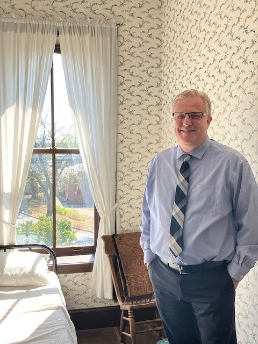 Kirk Marske, executive director of Davenport's German American Heritage Center and Museum, which overlooks the Centennial Bridge.