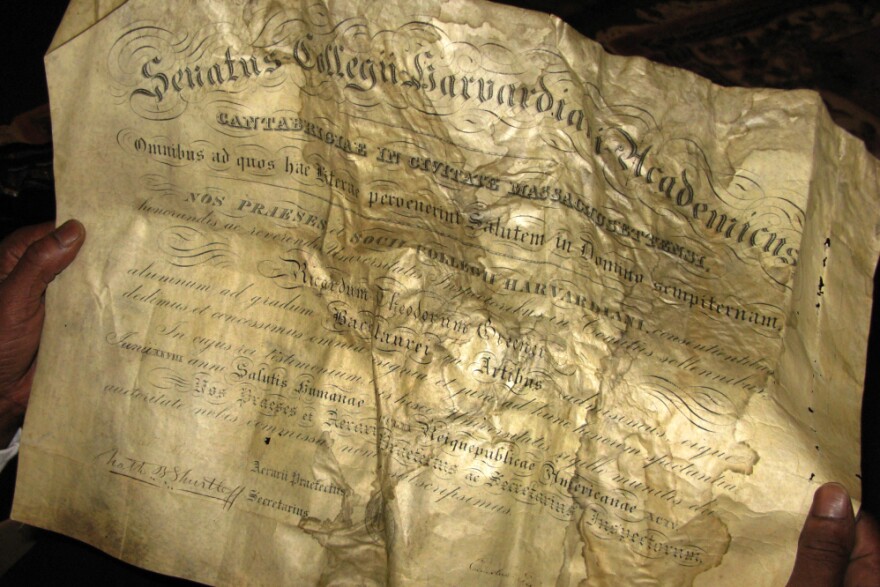 Greener's 1870 Harvard diploma was among the items found.