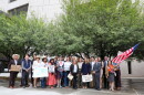 Plaintiffs and local Big Bend residents fighting the border wall gathered outside of the federal courthouse in El Paso on Friday before the hearing.