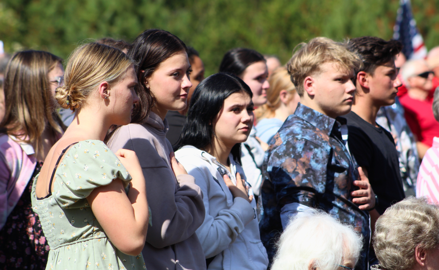 Students from Hill City High School at the service for Sgt. Rosslyn Gresens, who was laid to rest at Macville Cemetery, south of Hill City, on Sept. 22, 2025, 75 years after he was killed in action in Korea.