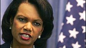 U.S. Secretary of State Condoleezza Rice answers questions during a press conference with Palestinian President Mahmud Abbas in Ramallah, March 25, 2007.