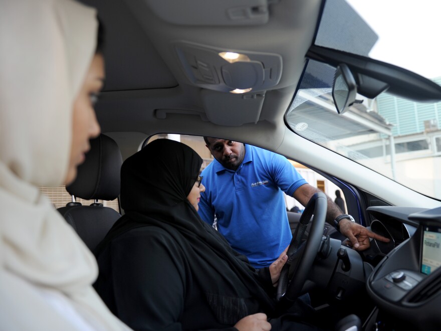 A Saudi woman has a driving lesson in Jeddah in March. Saudi Arabia's decision in September 2017 to allow women to drive from June came after decades of resistance from activists, many of whom were jailed for flouting the ban.