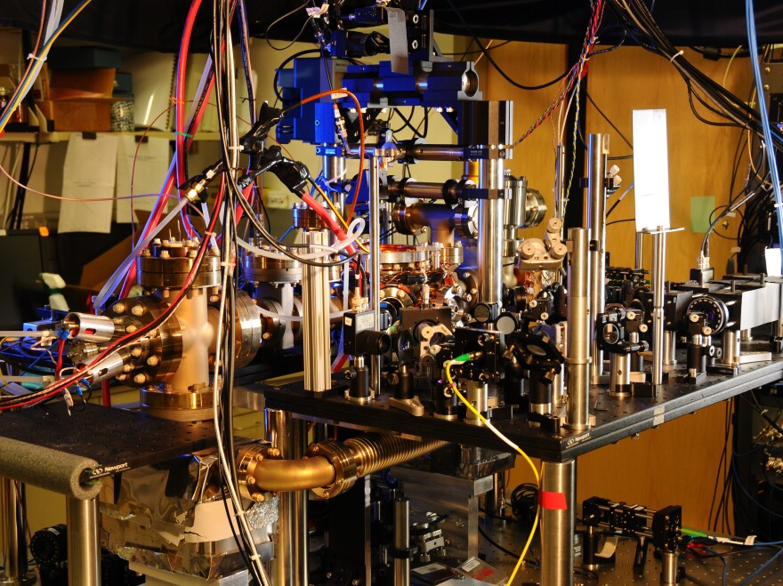 This may look like a mad scientist's garage sale, but it's actually the most precise clock ever built.