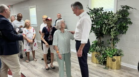 California Gov. Gavin Newsom meets with supporters in Hardeeville, South Carolina on Sept. 3, 2026.