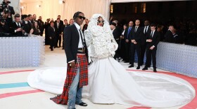 A$AP Rocky and Rihanna attend The 2023 Met Gala Celebrating "Karl Lagerfeld: A Line Of Beauty" at The Metropolitan Museum of Art on May 01, 2023 in New York City. (Theo Wargo/Getty Images for Karl Lagerfeld)