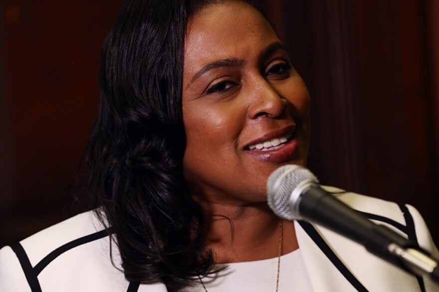 Mayor Lovely Warren addresses reporters at City Hall following the criminal charges brought against her husband. May 20, 2021.