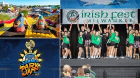 (Clockwise from top left) Wisconsin State Fair, Irish Fest and the True Skool Summer Park Jam.