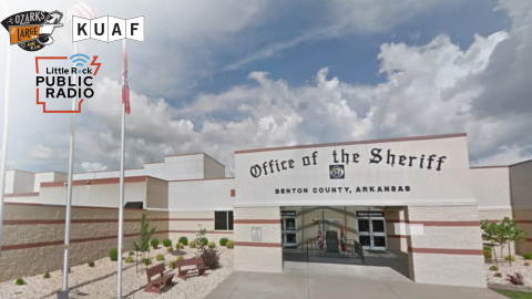 Outside the Benton County Sherriff office where McCollum was booked on charges of domestic violence.