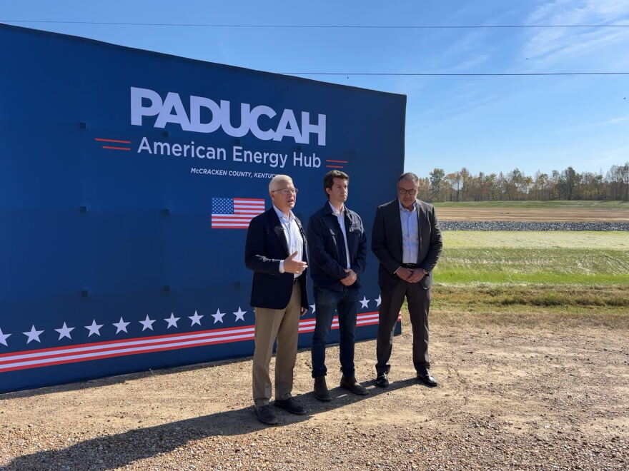 U.S. Department of Energy Assistant Secretary Tim Walsh speaks at an event on the DOE site in West Paducah. The site, which houses the former Paducah Gaseous Diffusion Plant, is the expectant home of General Matter's planned $1.5 billion uranium enrichment facility.