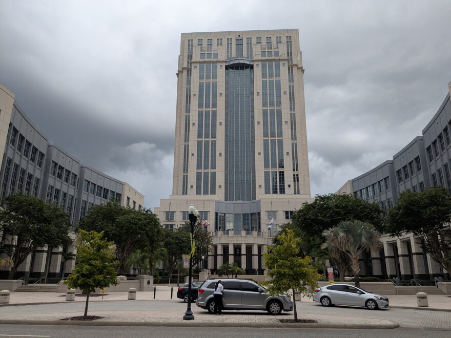 Storm clouds gather over the Orange County Courthouse on Friday, Sept. 4, 2026.