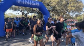 Participants at the starting line of the High Schools for Health 5k run and walk in Shavano Park