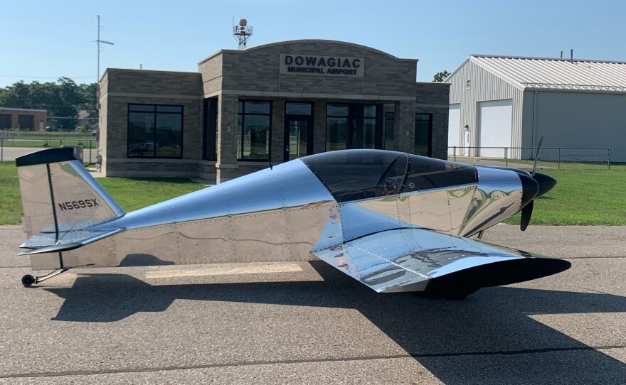 Richard B. "Dick" Martin's Sonex kit-built experimental plane parked at Dowagiac Municipal Airport. Martin has been missing since he flew the plane from the airport Sunday morning.