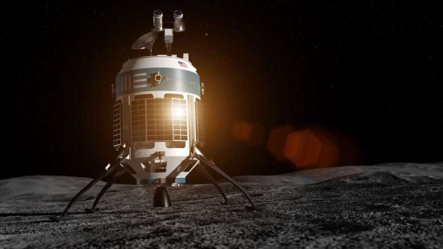 Artist's rendering of the Moon Express MX-1E on the lunar surface. Photo: Moon Express