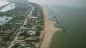 An aerial view of Willoughby Spit in Norfolk, where the city will soon pursue voluntary home elevations and basement fillings.
