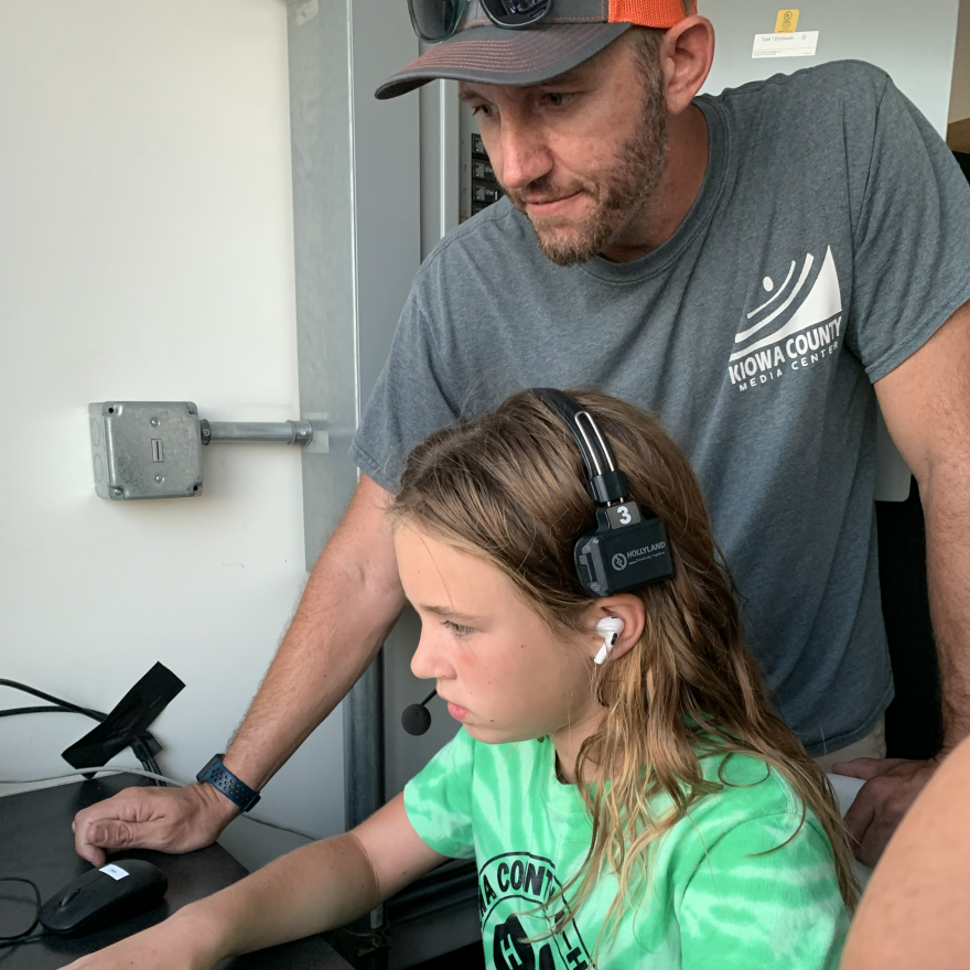 Grant Neuhold and his 6th-grade daughter Eisley live stream the Kiowa County homecoming game on September 18, 2026.