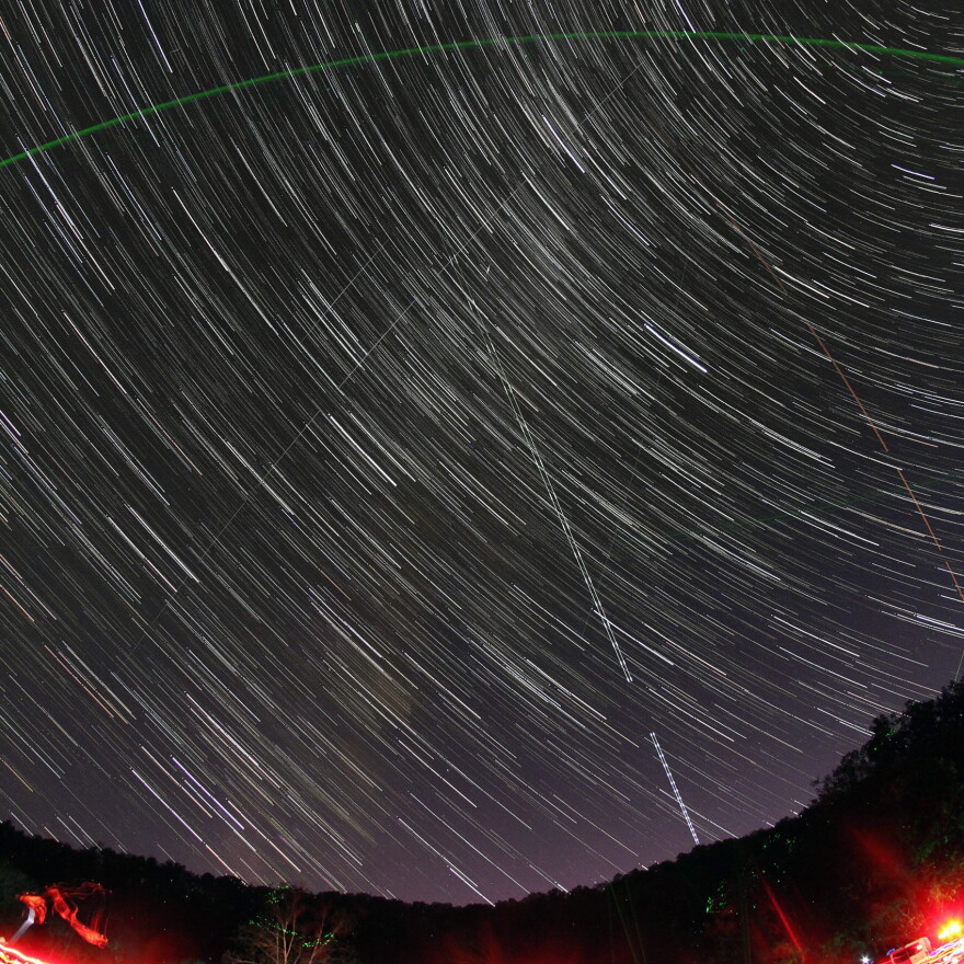 Star trails near Van Buren, Missouri, as captured with camera at the 2024 DarkSky Missouri Festival. The state’s third such festival takes place in October 2026.