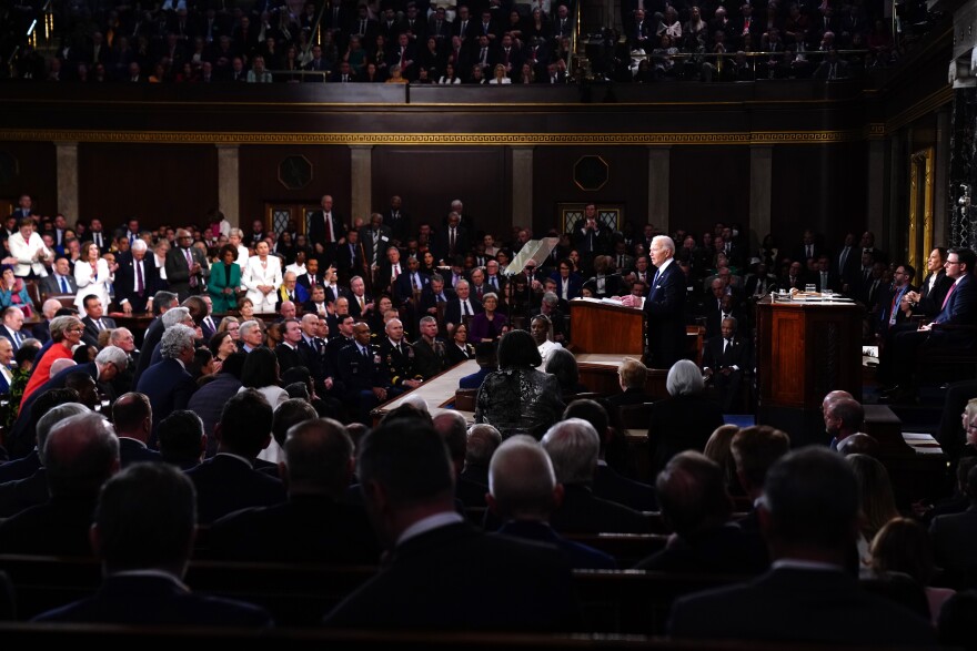 President Biden delivers his State of the Union address before a joint session of Congress in the House chamber on March 7, 2024.