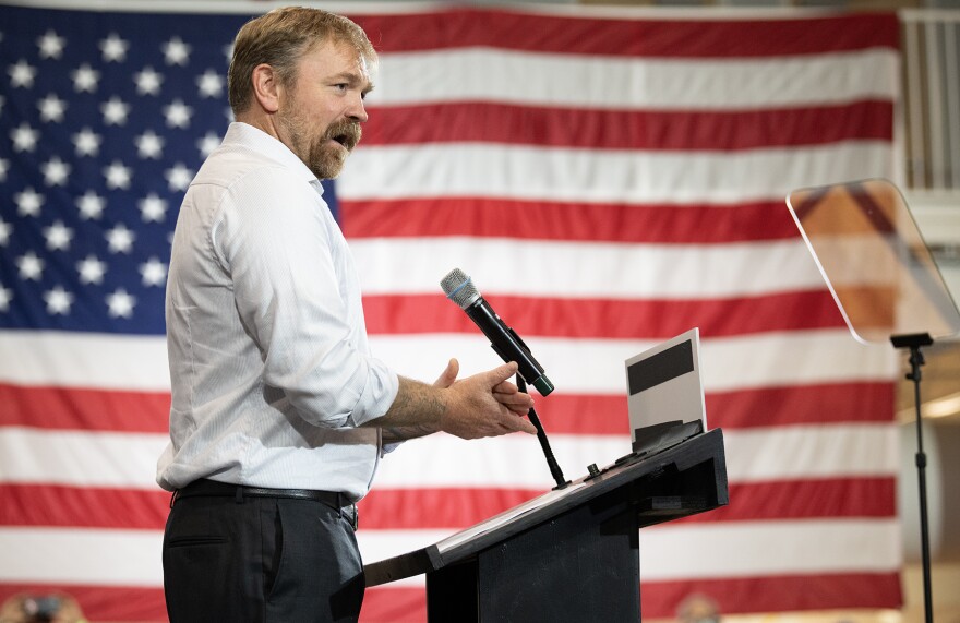 Democratic Senate candidate Graham Platner addresses the crowd at an election watch party in Blue Hill on Tuesday, June 9, 2026.