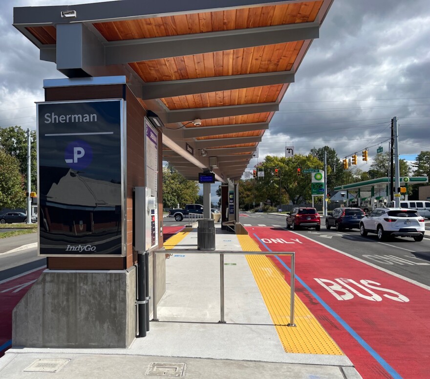 One of the new bus stations along the Purple Line.