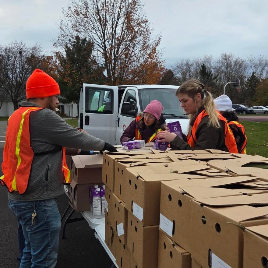Volunteers at Garrettsville Library, one of the new pop-up pantry locations in Portage County