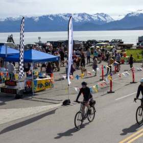 The finish line at Land’s End during the 2025 Spit Run.