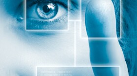 A photo illustration of biometric data