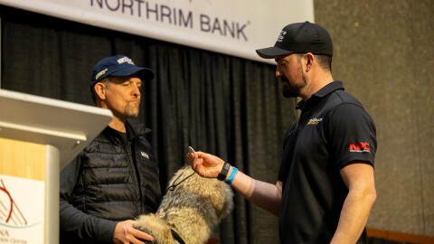 Pete Kaiser at the Iditarod Mushers Drawing Banquet in Anchorage, AK. March 5, 2026.
