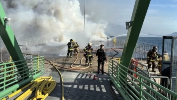 Multiple agencies responded Monday, Sept. 14, 2026, to a fire at Whittier's new cruise ship dock.