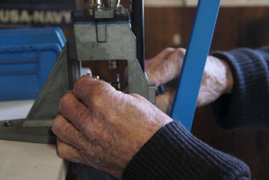 Jim Payne reloads casings for his pistols, including .22s, .45s and .38s.