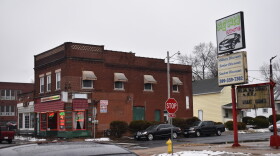 The proposed site for the new apartments at the corner of Bradley and Duryea.