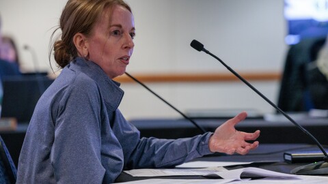 East Lansing Police Chief Jen Brown speaks at the East Lansing City Council meeting on March 17, 2026.