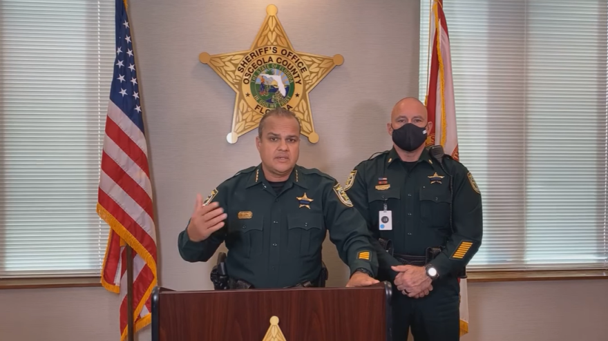 Osceola County Sheriff Marco Lopez via Facebook Live on Tuesday giving a press conference on increasedsecurity for Biden's inauguration. Photo courtesy: Osceola County Sheriff's Office/Facebook.
