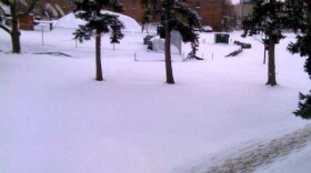 Fresh snowfall in the city of Buffalo