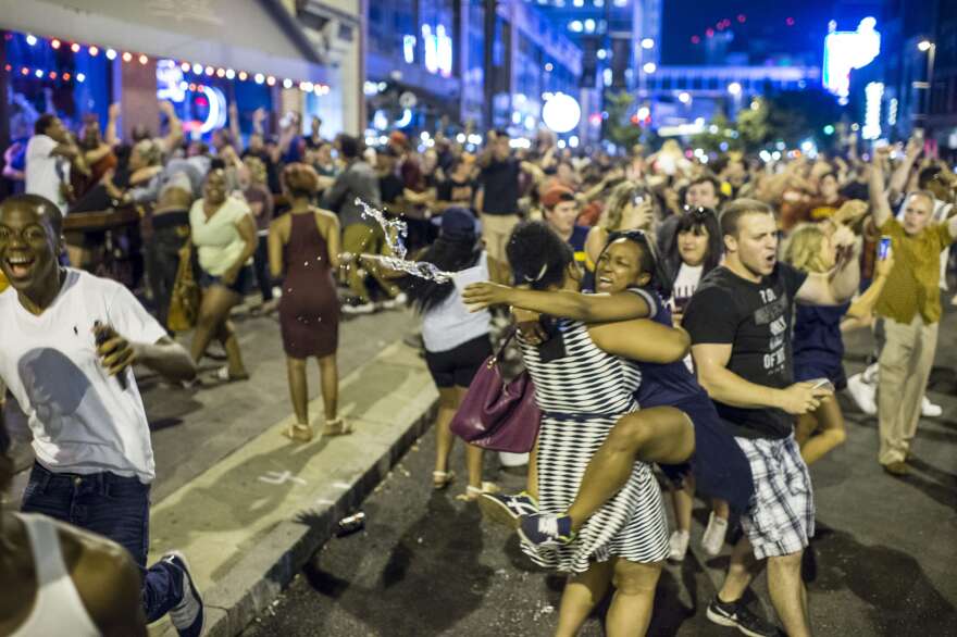 Fans rejoice in the street after the Cavs won, bringing Cleveland its first major championship title in more than 50 years.