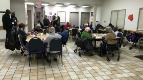Seniors enjoying lunch Wednesday at the Over-the-Rhine Senior Center on Race Street.
