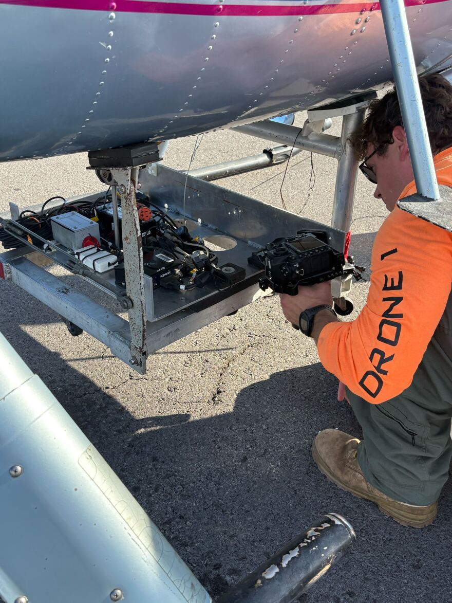 The University of Hawaiʻi at Hilo's Spatial Data Analysis and Visualization Lab has attached a special imaging rig to a helicopter in order to take aerial landscape surveys. It's been used to identify Rapid ʻŌhiʻa Death and invasive species. On Oct. 14, it was used to scan parts of Kona for signs of coconut rhinoceros beetle.