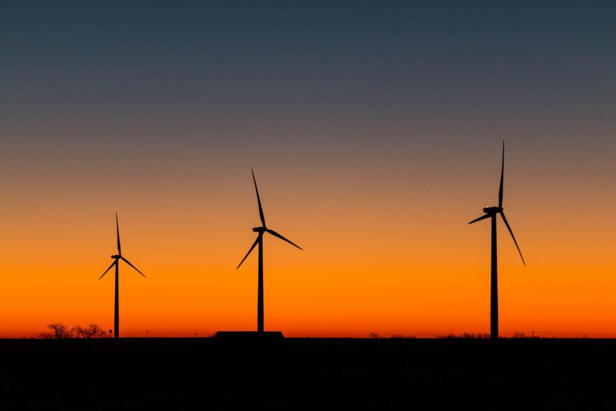 A wind farm in Ellsworth County, Kansas.