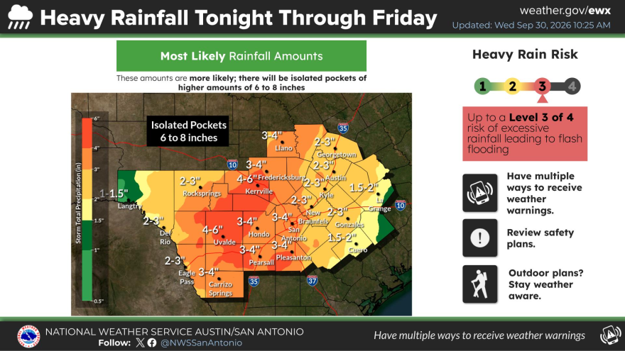Rainfall estimates through Friday from the National Weather Service