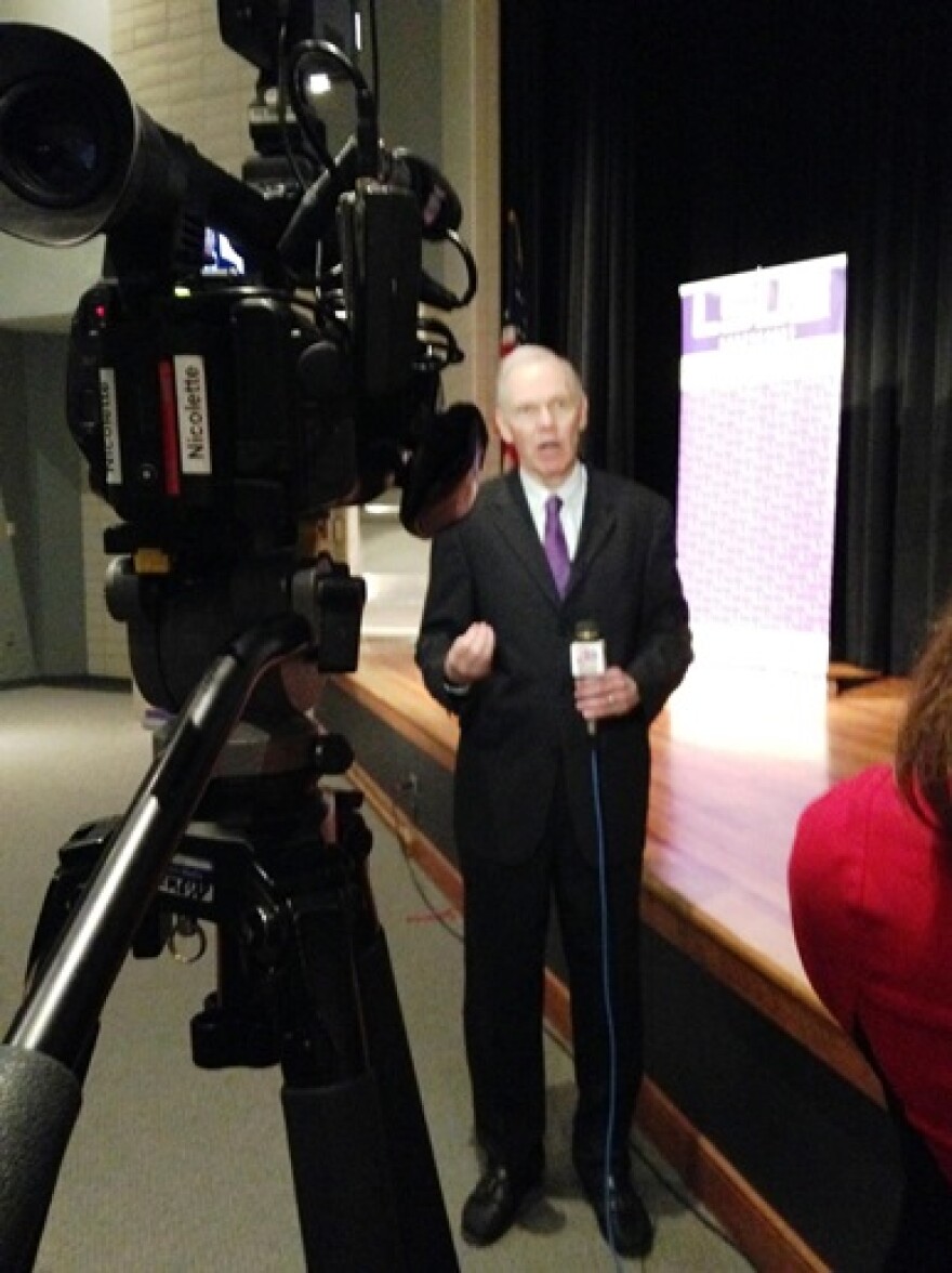 LSU Shreveport chancellor Larry Clark fielded questions from the media following an open budget forum on the campus Monday.